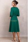 Rochie Monicca verde cu strass-uri la decolteu si curea